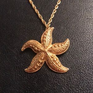 Mid Century Starfish necklace 30 inch chain